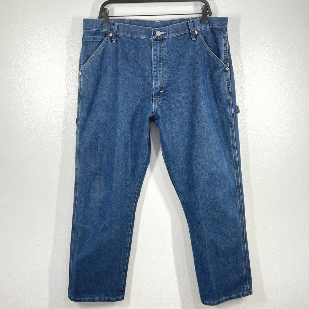 Wrangler Carpenter Jeans Relaxed Fit Work Utility Pants Denim Blue Mens 38x30‎